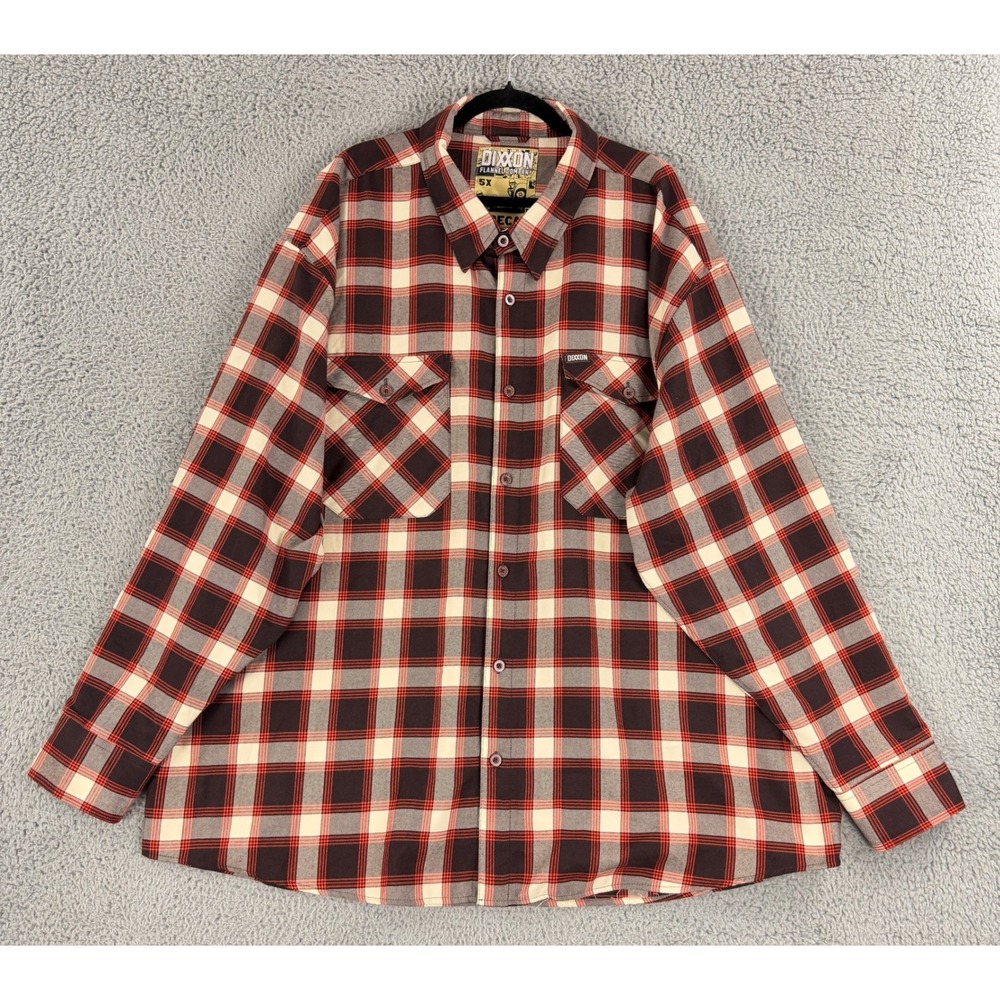Dixxon Flannel Sidecar Shirt Men 5X Red Black Plaid D-Tech Long Sleeve Button Up